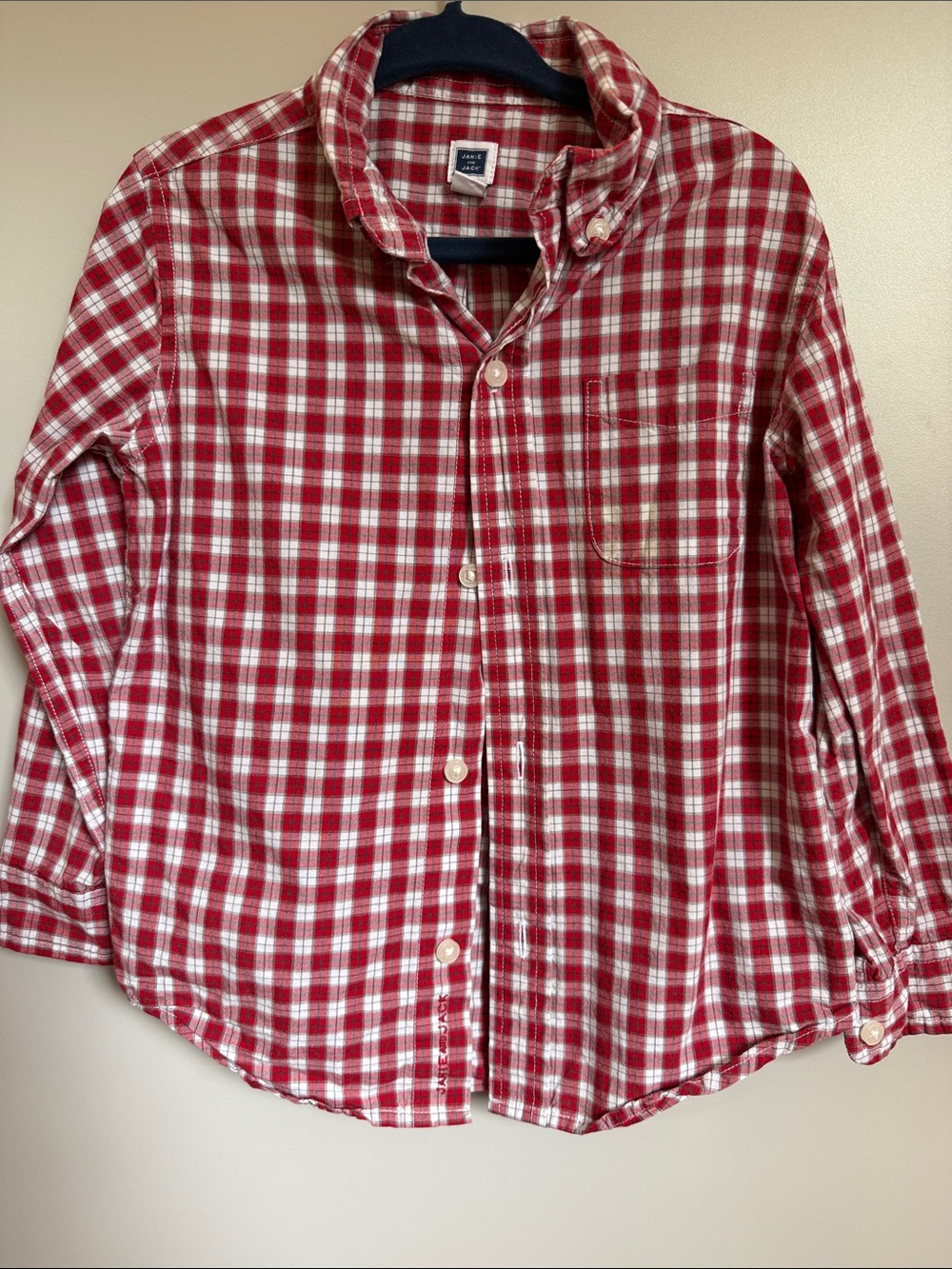 Janie and Jack Red and White Plaid Button-Down Shirt